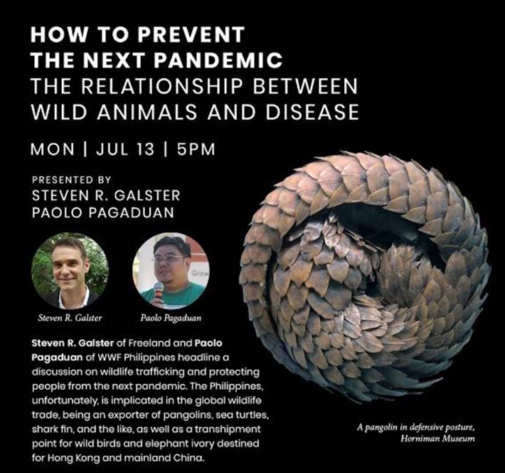 <h1>Preventing the Next Pandemic Means Protecting Wildlife and the Health of the Environment</h1>
<p>The Manila House organized an online Zoom webinar entitled, “How to Prevent the Next Pandemic/p>
<p style="text-align: right;"><a href="https://support.wwf.org.ph/resource-center/story-archives-2020/preventing-the-next-pandemic/" target="_blank" rel="noopener noreferrer">Read More &gt;</a></p>